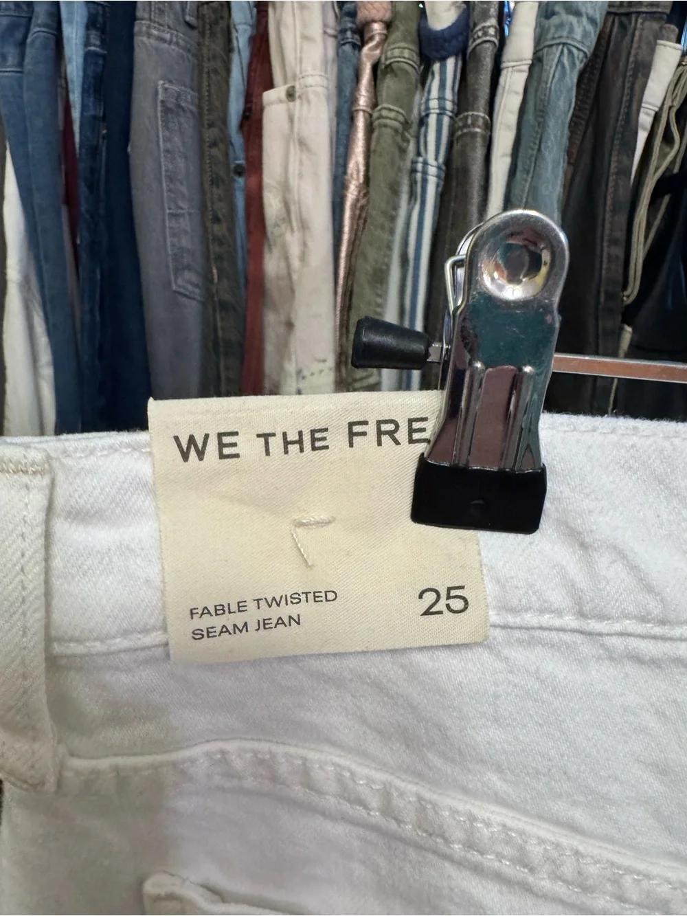 NWT Free People We The Free Fable Low-Rise Twisted Bowed Jeans - White - 25S